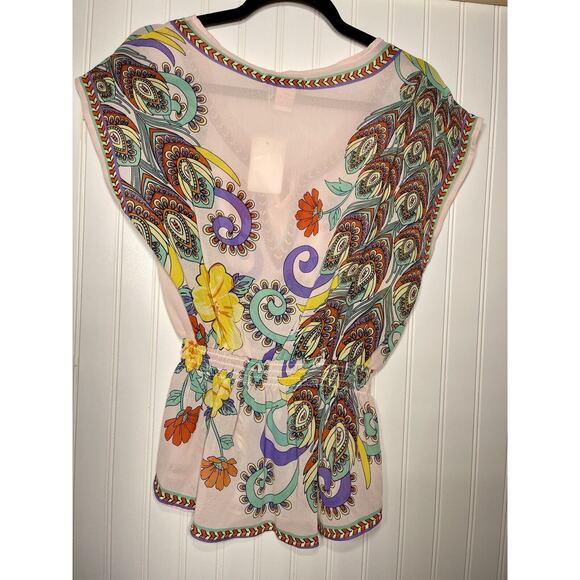 Flying Tomato Boho blouse top L floral bodice elastic waist sleeveless - Picture 2 of 4